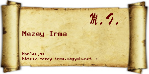 Mezey Irma névjegykártya
